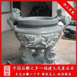 石雕圓香爐 大型寺廟圓香爐石雕廠(chǎng) 石頭香爐雕刻廠(chǎng)家