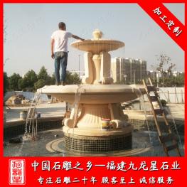 酒店門(mén)口石材水缽 埃及米黃噴泉水池設(shè)計(jì)